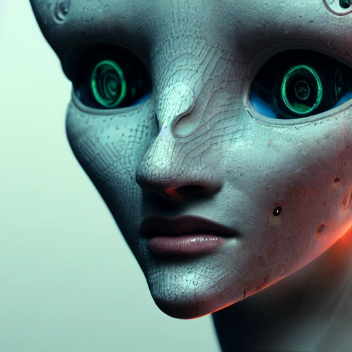 closeup portrait of a robot girl, a porcelain face and head, robotic parts, cyberpunk, cable electric wires, hyperrealistic, fantasy, octane render, intricate, concept art, 8k, professional studio lighting, beksinski, 