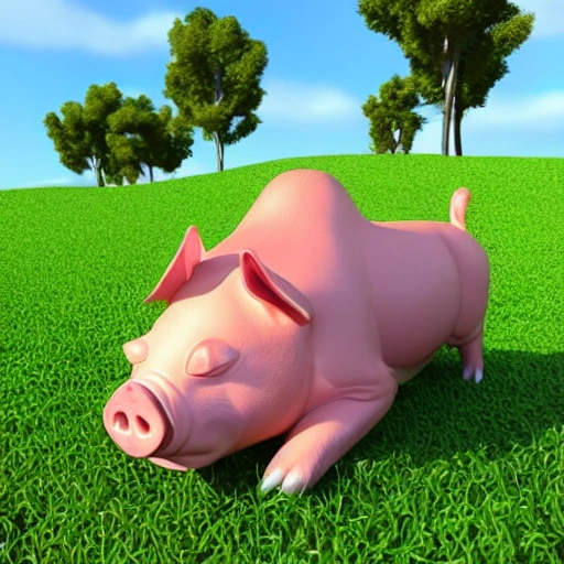 Have a sunny afternoon with some happy pigs and dogs, 3D