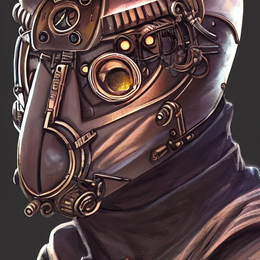 steampunk helmet fantasy art mask robot ninja stylized digital illustration sharp focus, elegant intricate digital painting artstation concept art global illumination ray tracing advanced technology chaykin howard and campionpascale and cooke darwyn and davis jack

