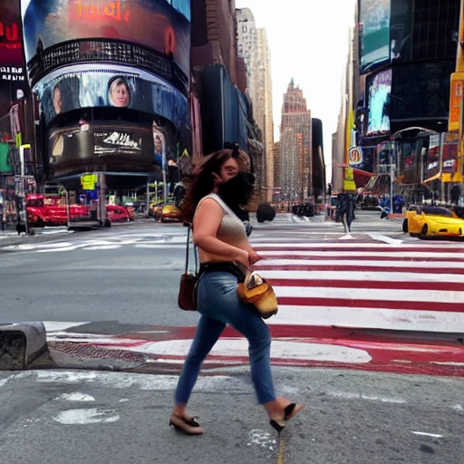 mujer sufriendo en nueva york, 3d
