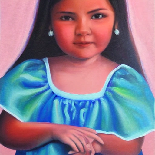 niña hermosa de ojoz azules , Oil Painting