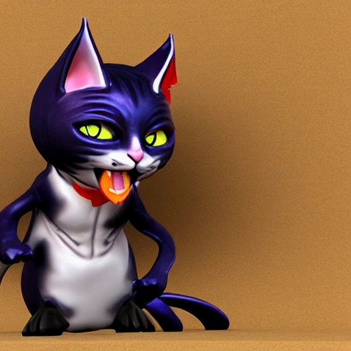 cat devil and good,   3D