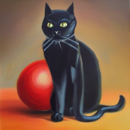 cat devil and good,   Oil Painting