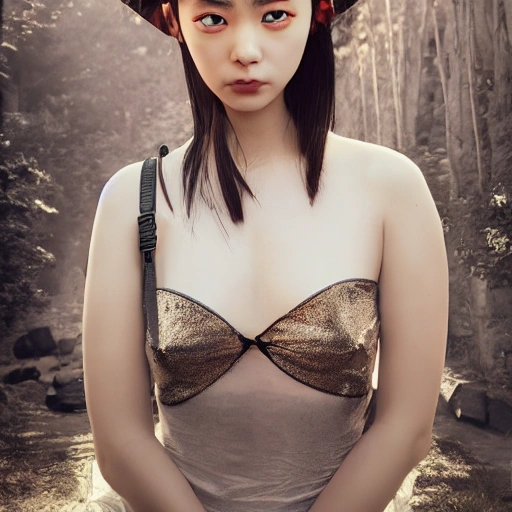 3D animation style portrait photo, Kanna Hashimoto, young beautiful brunette woman, beautiful Japanese girl, perfectly symmetrical face, transparent latex dress, (((wild west))) environment, Japanese street scene, surrealism, concept art , elegant, ((complex) ), ((very detailed)), depth of field, ((professional color correction)), 8k