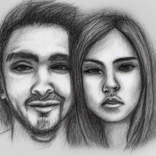 Draw a failed date between two people a sad one, Pencil Sketch