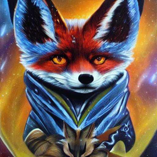 a game of the galaxy fox, Oil Painting