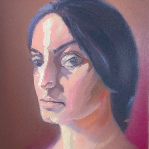 , Oil Painting, una mujer del siglo xVIII de pie con mirada triste y una flor en la mano