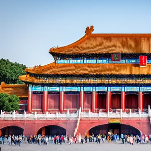 The Forbidden City in Beijing is peaceful under the blue sky and white clouds