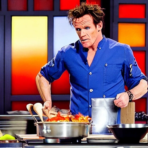 Gordan Ramsay angry with cooking contestant, , Cartoon