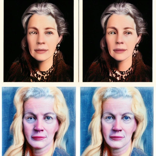 realistic and detailed color photograph showing the same beautiful woman twice, once in her twenties and once in her forties.