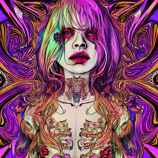 complete dead girl, Psychedelic art , realistic, , intricate  Psychedelic background,  