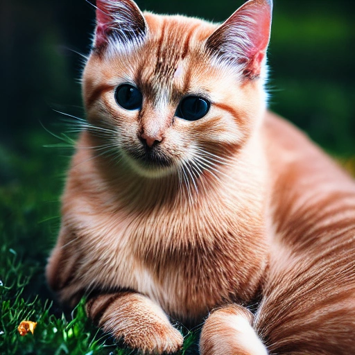 realistic and detailed color photograph showing a blond cat