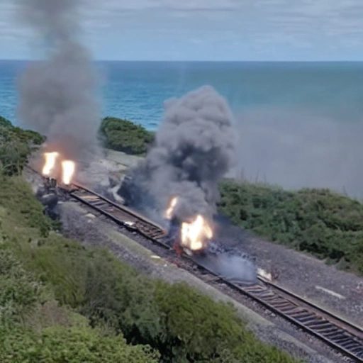 train en feu roulant sur l'océan, Trippy