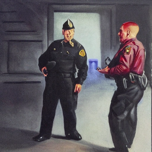 policeman is eating the apple

