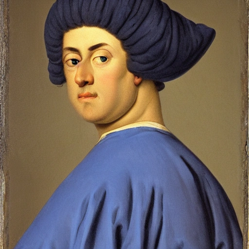 bourgouis man, blue background, 8k, highly detailed, 18th century