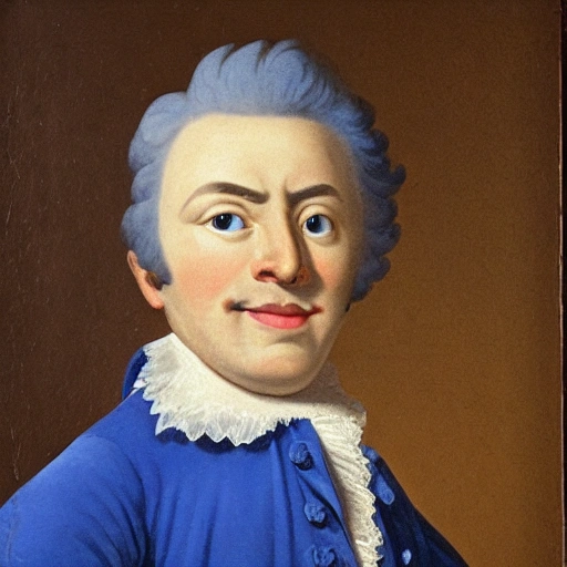 bourgeois man, blue background, 8k, highly detailed, 18th century