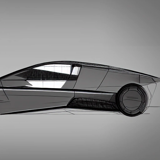 Sketch of neo classic double door futuristic supercar, detailed, detail, sketch, car, model, 3d, rendered, 4k, sharp edge