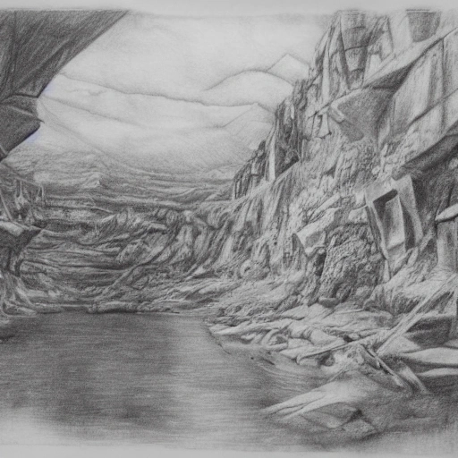 Landscape view of Hidden city of Oceania, Superfine pencil sketch, Detailed, Pencil Sketch