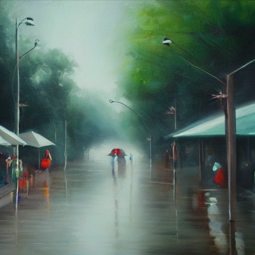 Bogor city of rain, , Oil Painting