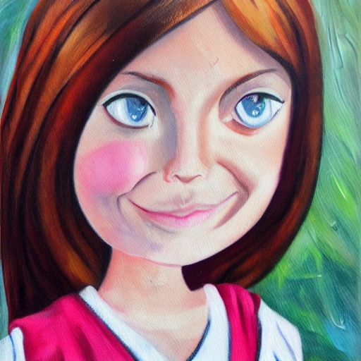 Canadian girl, Cartoon, Oil Painting