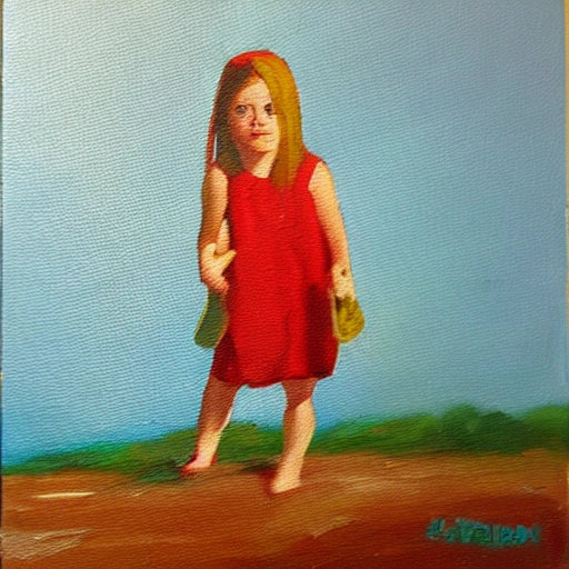 Ketchup staim in a girl, Oil Painting