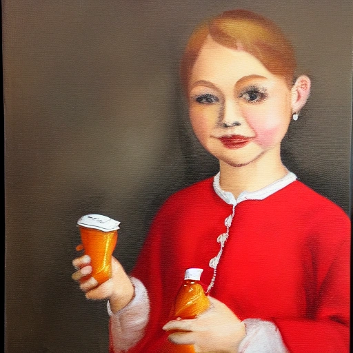 girl with a Ketchup staim in her blouse,
 Oil Painting