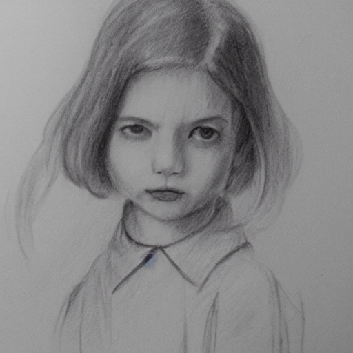 girl with a Ketchup staim in her blouse, Pencil Sketch