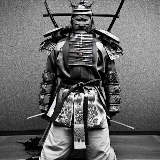 Visualize a powerful samurai in the midst of an important historical moment, displaying their skill and bravery as they make a decisive move that will change the course of history