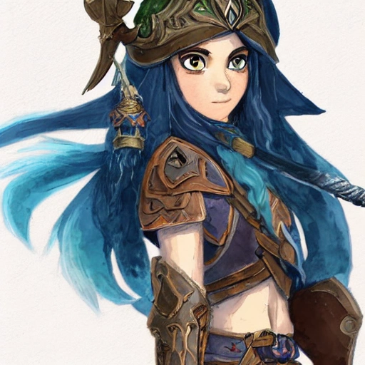 {{{long haired mage woman in ancient leather armor}}}, 1girl, magic, casting a spell, {in style of the legend of zelda breath of the wild character art work}, waist up portrait, digital water colors, sharp focus, face focus, detailed face and eyes, solid color background, masterpiece, artstation