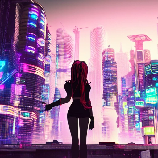 Anime Girl City Night Neon Cyberpunk 4k 