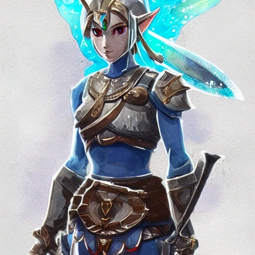 {{{female knight in light ancient armor}}}, 1girl, holding a sword, {{in style of the legend of zelda breath of the wild character art work}}, waist up portrait, digital water colors, sharp focus, face focus, detailed face and eyes, simple solid color background, masterpiece, artstation