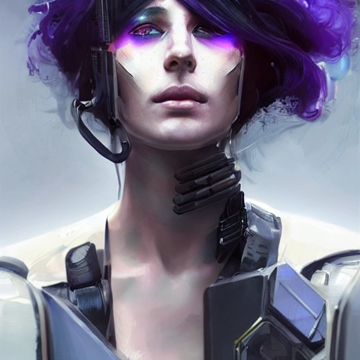 {{{a beautiful portrait of cyberpunk police woman by greg rutkowski and wlop}}}, black purple blue red color scheme, {visible hair with no headgear}, {street fashion and tactical gear}, high key lighting, detailed face, face focus, digital art, highly detailed, fine detail, intricate, complex 