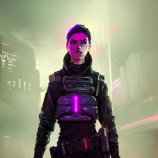 A Beautiful Portrait Of Cyberpunk Police Woman By Greg Rutkow