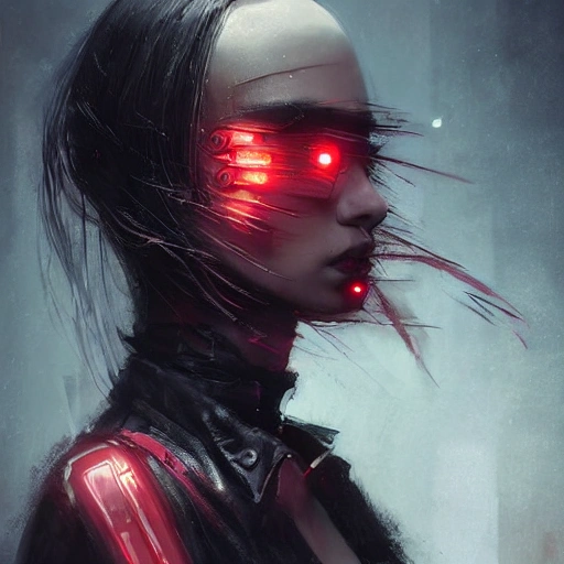 {{{a beautiful portrait of cyberpunk woman by greg rutkowski and wlop}}}, black and red color scheme, {visible hair and eyes with no headgear}, {street fashion and leather outfit}, high key lighting, detailed face, face focus, detailed ayes, digital art, highly detailed, fine detail, intricate, complex 