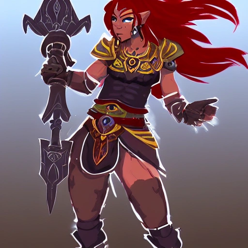 {{{red haired dark skinned female gerudo warrior in ancient heavy armor}}, 1girl, {{in style of the legend of zelda breath of the wild character art work}}, {dark color scheme}, muscular strong body, large breasts, waist up portrait, digital water colors, sharp focus, face focus, detailed face and eyes, simple solid color background, masterpiece, artstation