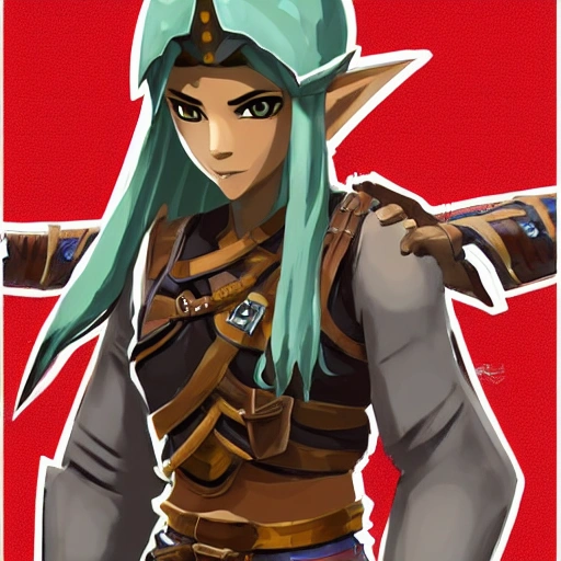 {{{long haired female sheikah sheik warrior in ancient japanese ninja armor}}, 1girl, {{in style of the legend of zelda breath of the wild character art work}}, {dark color scheme}, muscular strong body, large breasts, waist up portrait, digital water colors, sharp focus, face focus, detailed face and eyes, simple solid color background, masterpiece, artstation