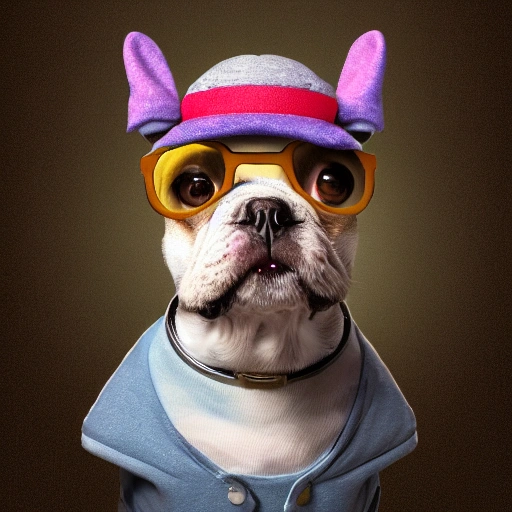 a beautiful portrait of a cute geek frenchie dog with cap , high key lighting, digital art, highly detailed, fine detail, intricate, ornate, complex, cosmonaut, painting a canvas, cute, pixar, octane render, clean design, beautiful light , Cartoon, , Water Color