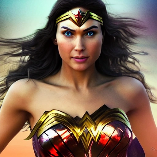 ultra realistic photo portrait of amazonian princess,wonder woman vibrant energy, perfect face, perfect deep blue eyes, confident smiley attitude, long hair, perfect composition, beautiful detailed intricate insanely detailed, artistic photography, concept art, soft natural volumetric cinematic perfect light, sharp focus, art station, concept art, smooth, dreamy magical atmosphere, 4k, 8k, , 3D