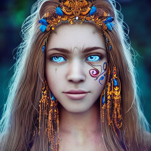 ultra realistic photo portrait of amazonian princess, vibrant energy, perfect face, perfect deep blue eyes, confident smiley attitude, long hair, perfect composition, beautiful detailed intricate insanely detailed, artistic photography, concept art, soft natural volumetric cinematic perfect light, sharp focus, art station, concept art, smooth, dreamy magical atmosphere, 4k, 8k, , 3D