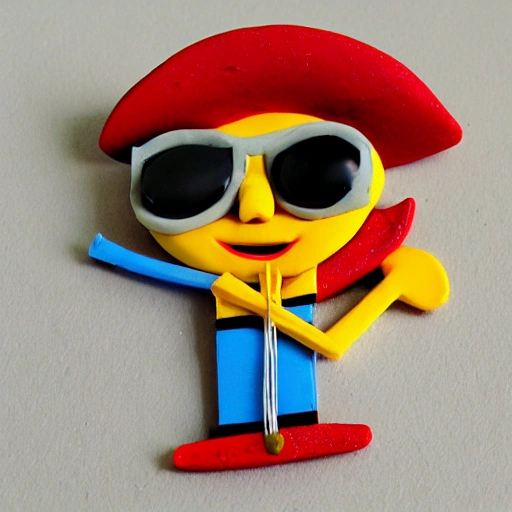 Pirata de plastilina con una guitarra y gafas de sol  3D