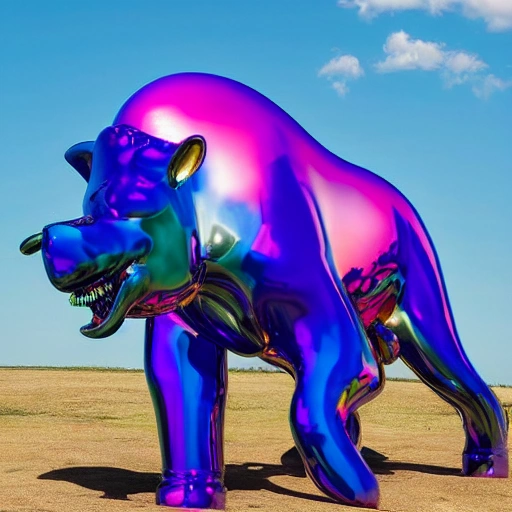 obra de jeff koons en forma de rinoceronte , Trippy