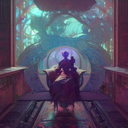 a highly detailed digital image of an imagination machine, concept art, art station, cgsociety, very detailed, intricate, detailed illustration, by greg rutkowski and alphonse mucha, Paul Lehr and Beeple, iridescent accents, ray tracing, product lighting, sharp, smooth, masterpiece