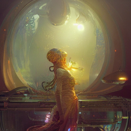 a highly detailed digital image of an imagination machine, concept art, art station, cgsociety, very detailed, intricate, detailed illustration, by greg rutkowski and alphonse mucha, Paul Lehr and Beeple, iridescent accents, ray tracing, product lighting, sharp, smooth, masterpiece