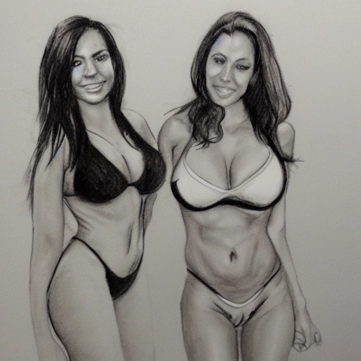 Rachel Starr and Ava Adam's bikini, Pencil Sketch