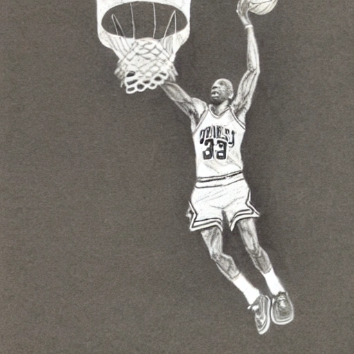 Player basketball 
Michael Jordan in jump to basket
, Pencil Sketch