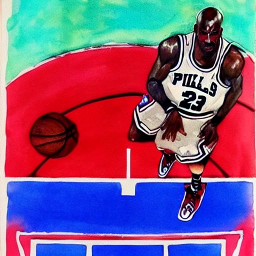 Player basketball 
Michael Jordan in jump to basket
Water Color