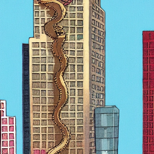 Rat the size of a skyscraper, city, sky, rat, Cartoon, 3D
