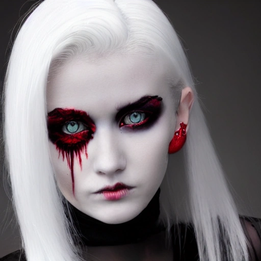 Goth, Girl, White Hair, Red Eyes