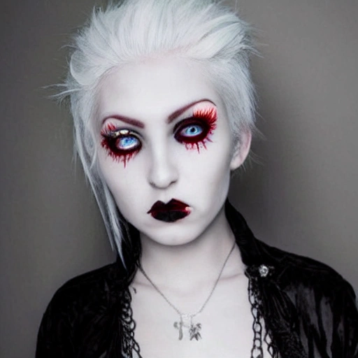 Goth, Girl, White Hair, Red Eyes - Arthub.ai