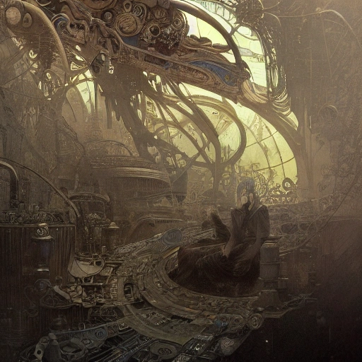 a highly detailed digital image of an imagination machine, concept art, art station, society, very detailed, intricate, detailed illustration, by greg rutkowski and alphonse mucha, Paul Lehr and Beeple, minimize, black an white, masterpiece, no background, machine, Pencil Sketch